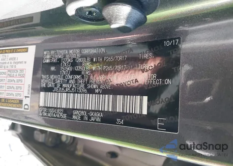 2018 Toyota 4Runner Sr5 Premium z USA, uszkodzony, nr VIN JTEZU5JR5J5173096